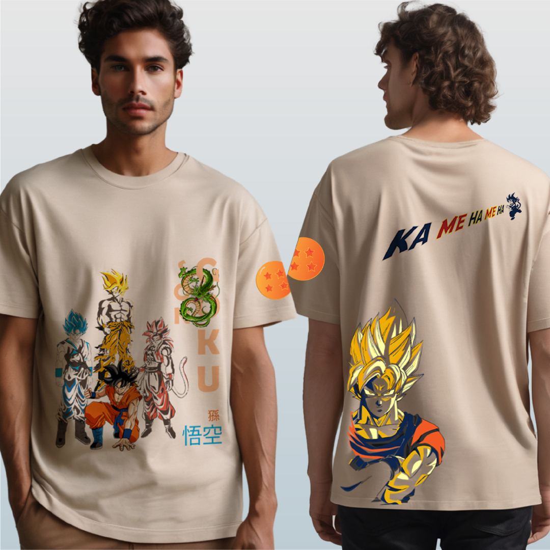 Ultimate Goku Oversized Tshirt front and back view