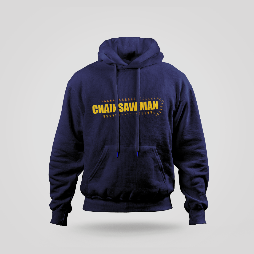 Chainsaw Man Winter Hoodie Front Navy Blue