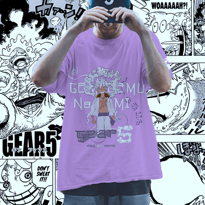 Luffy Gear 5 One Piece Oversized Tshirt Purple Lilac Oversized Fit