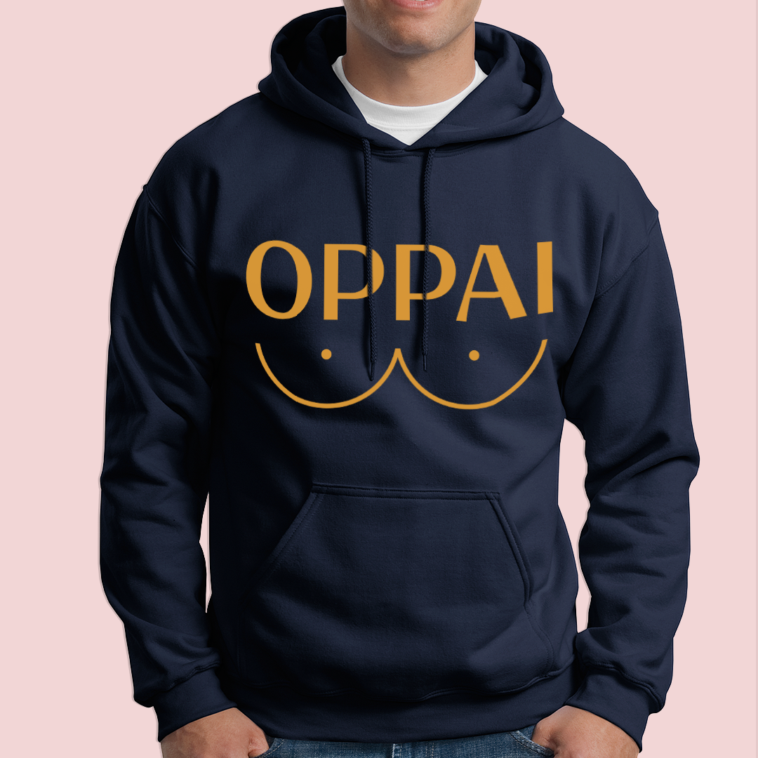 One Punch Man's Oppai Hoodie Navy Blue