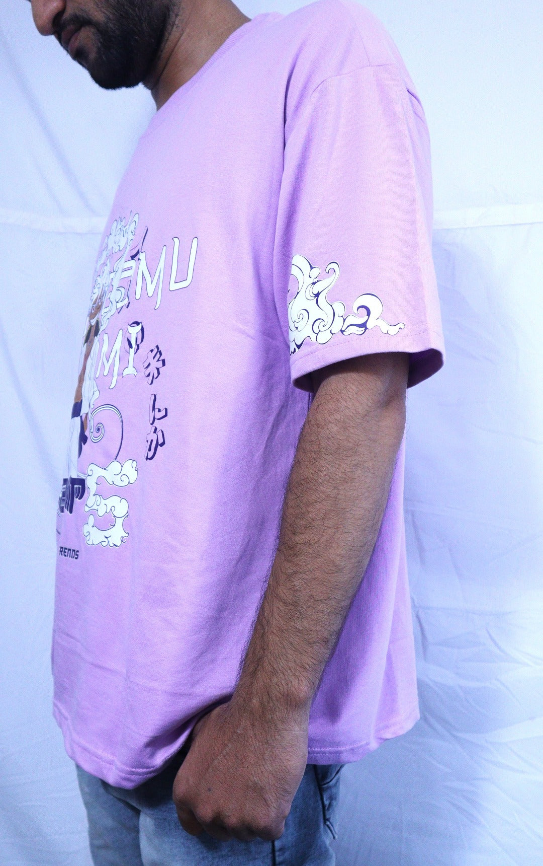 Purple One Piece Gear 5 Oversized Tshirt on Male Model