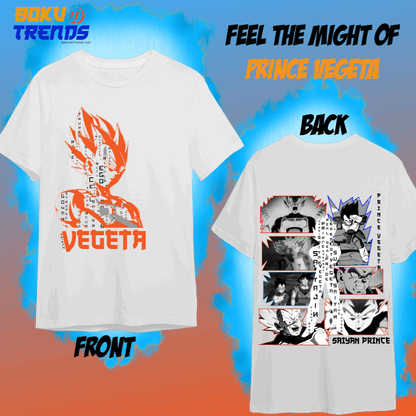 Prince Vegeta | White DBZ Oversized Front Back Tshirt