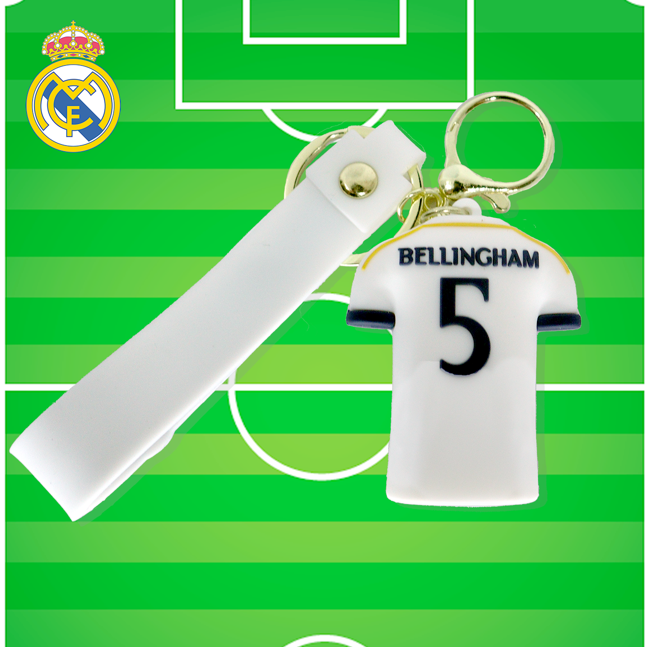Hala Madrid White No.5 Jersey Keychain
