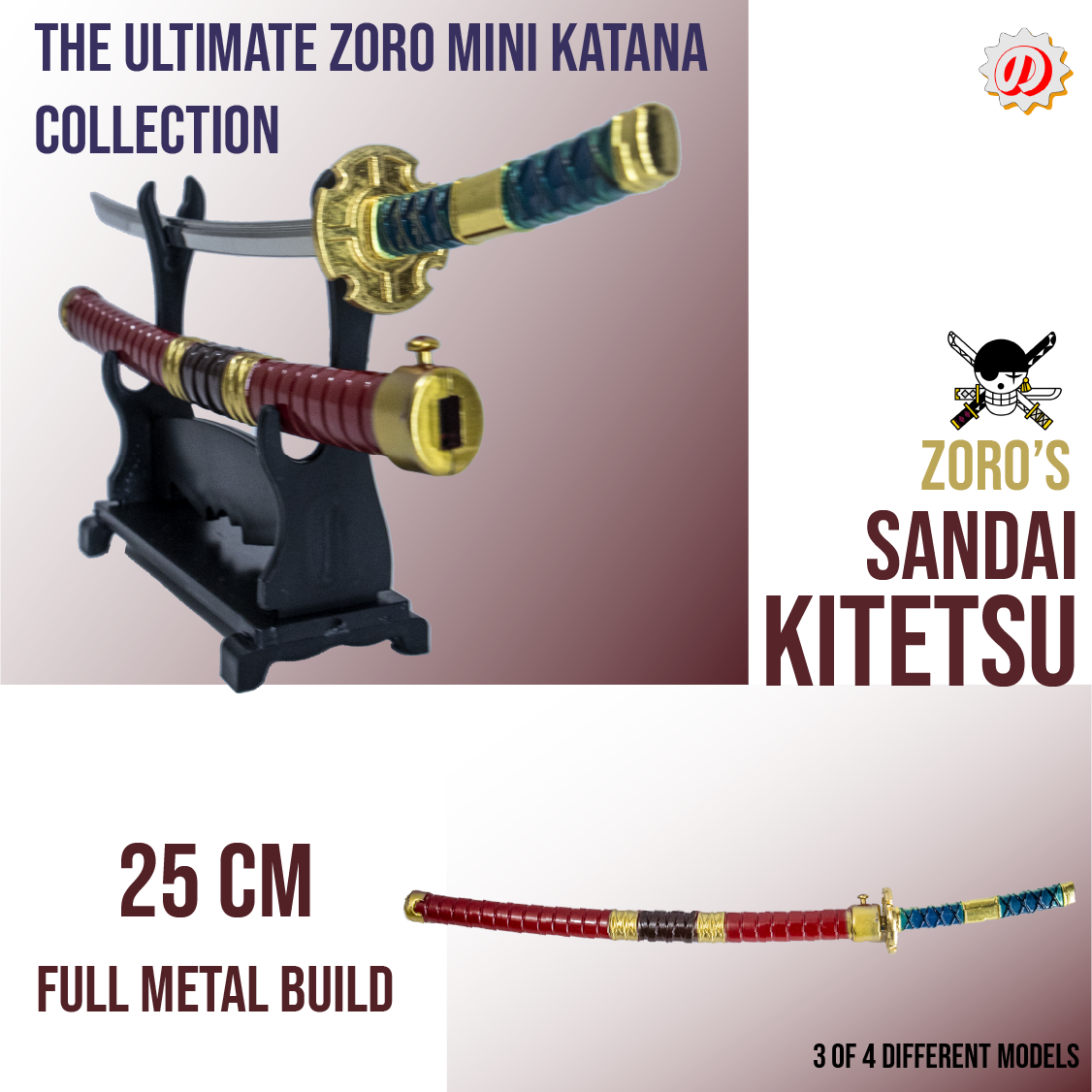 Zoro Sandai Kitetsu 25 cm Metal Katana - all details